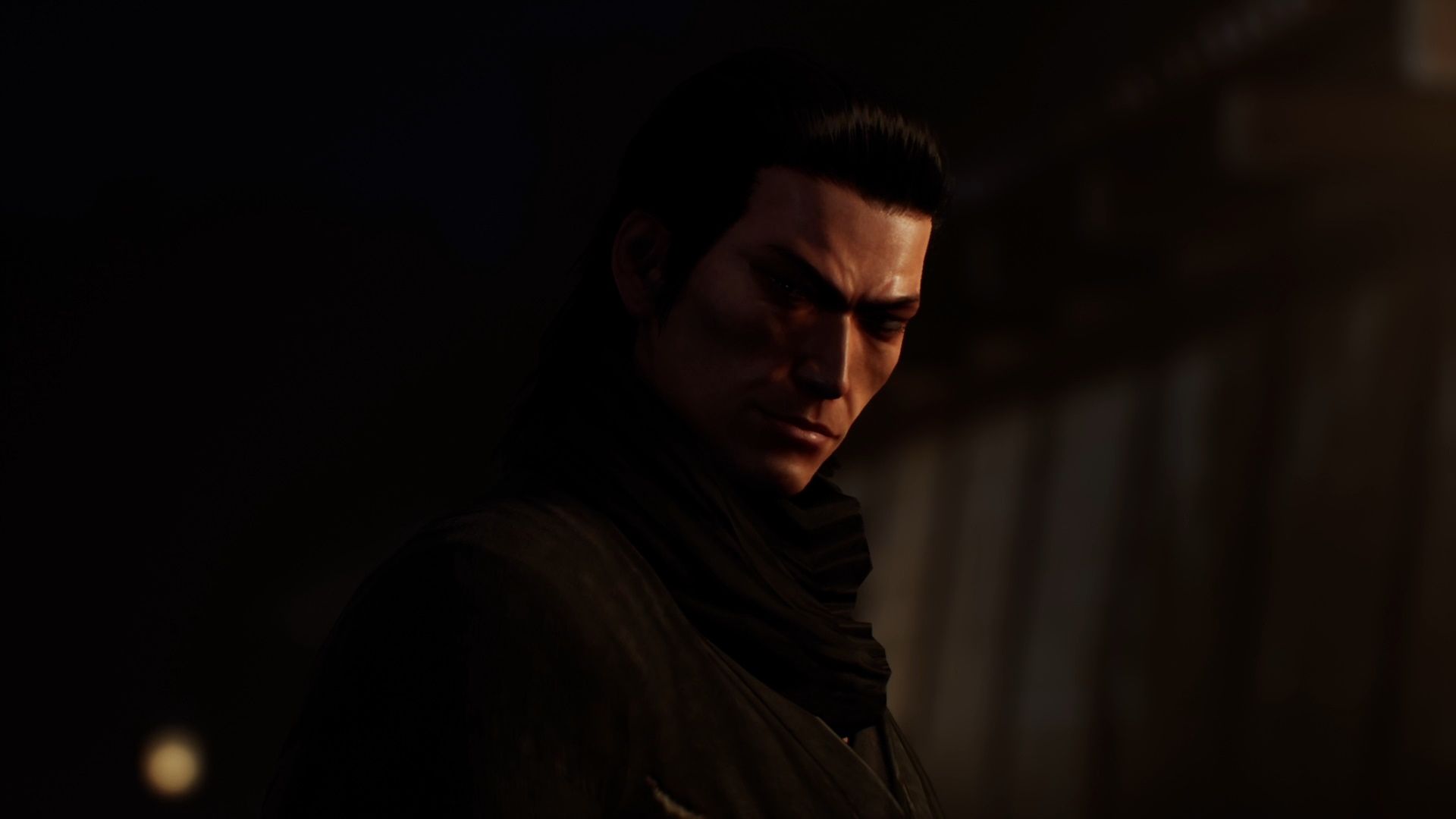 Like A Dragon Ishin, Izo partially obscured by shadows