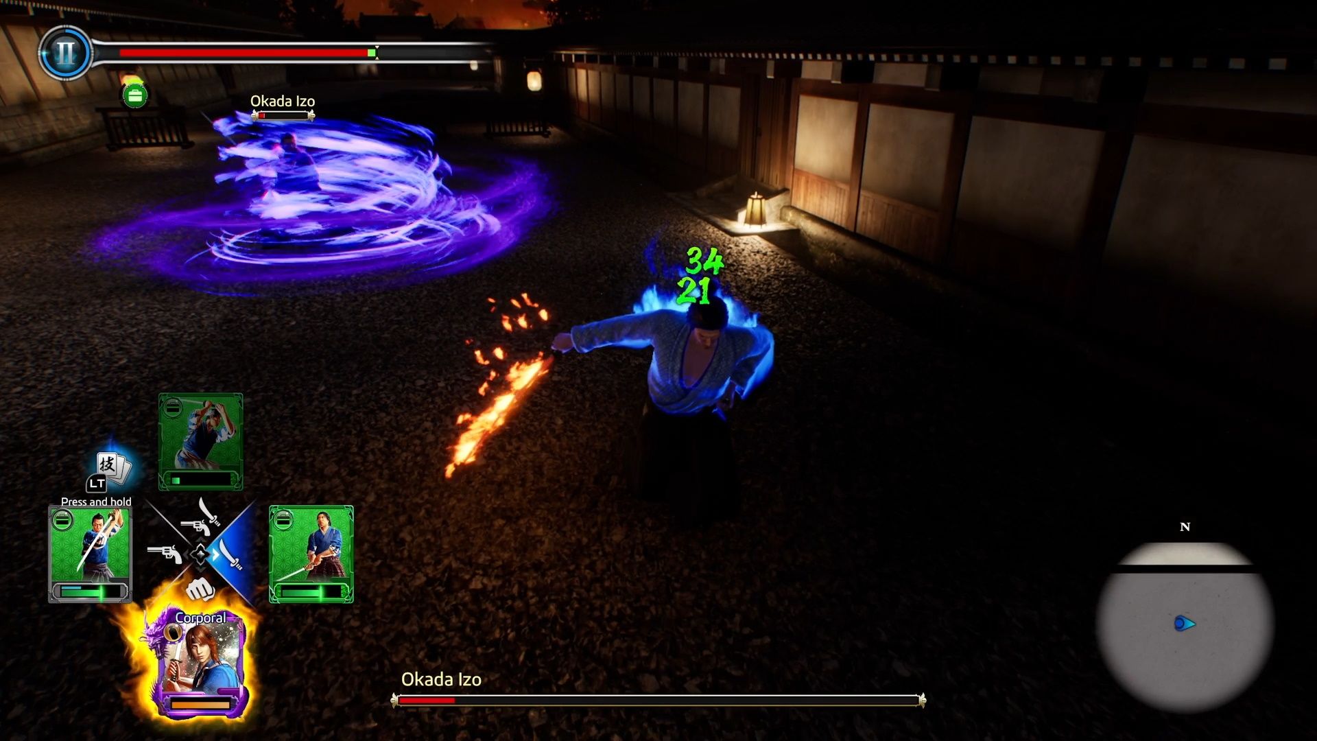 Like A Dragon Ishin, Running away from Izo's projectile attack