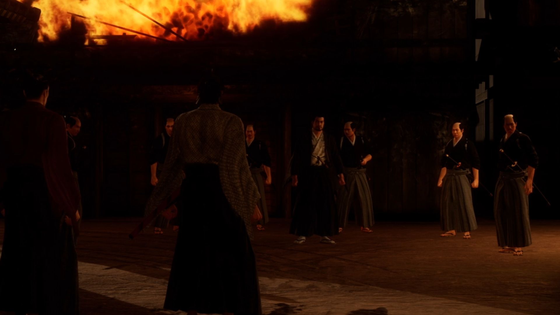 Like A Dragon Ishin, Ryoma encountering Sasaki and his goons