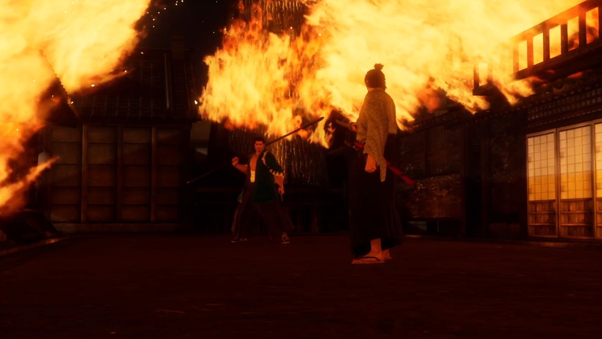 Like A Dragon Ishin, Ryoma squaring up with Harada