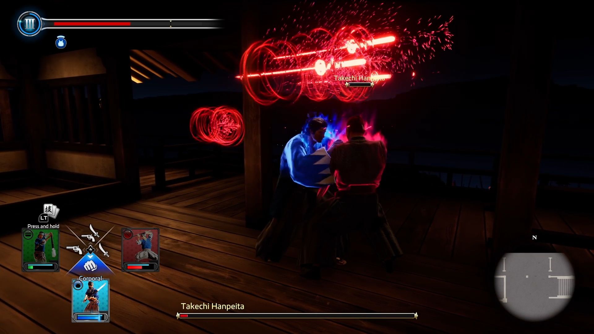 Like A Dragon Ishin, Takechi using his blood sword attack