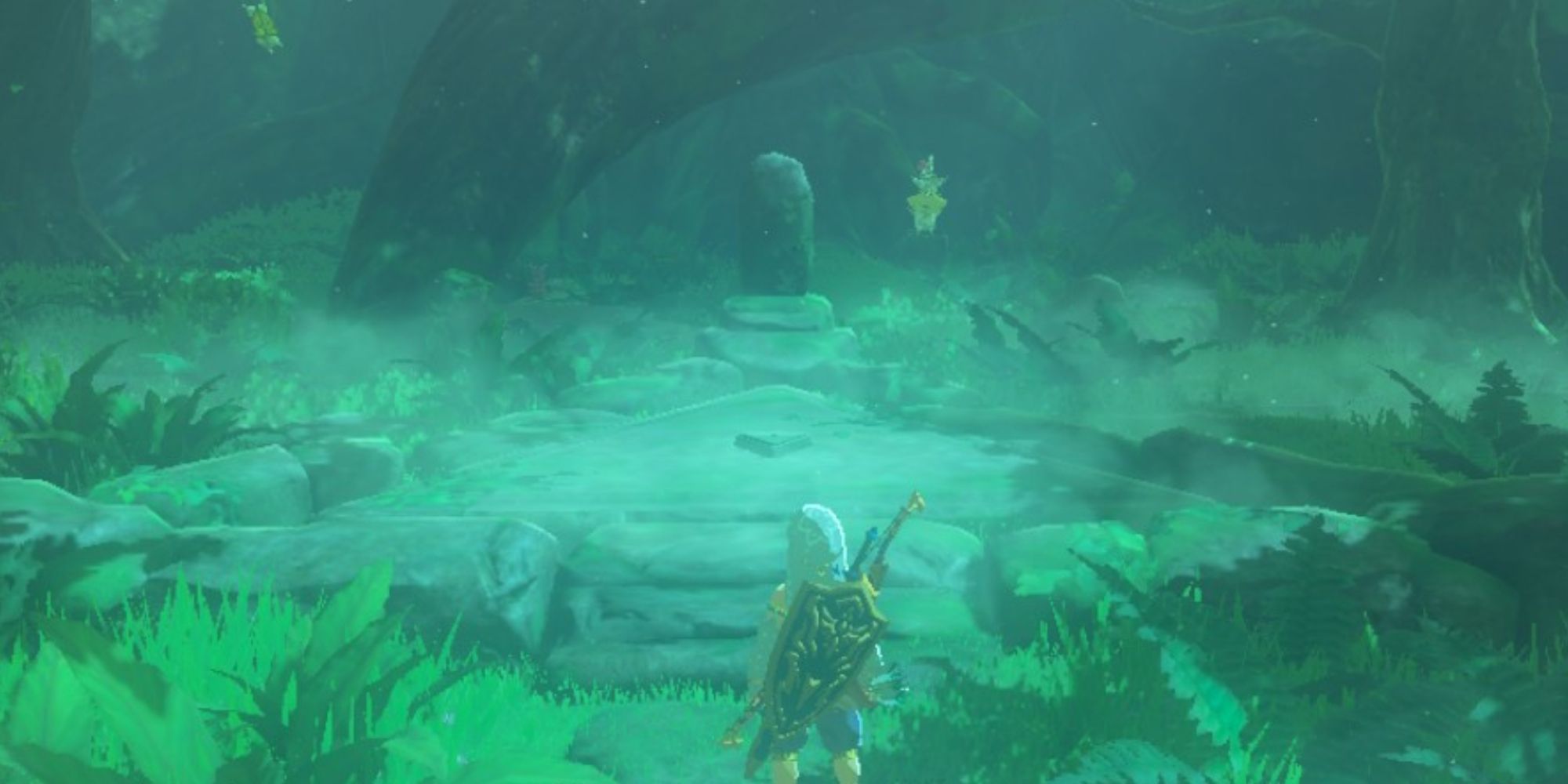 Link At The Master Sword Pedestal In BOTW