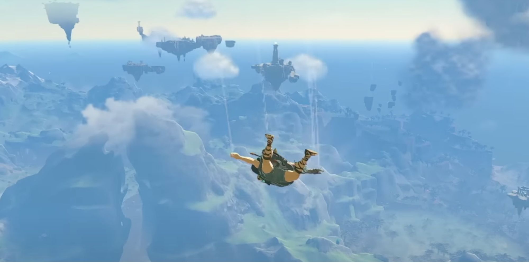 Link Skydiving To The Land Of Hyrule Past Sky Islands