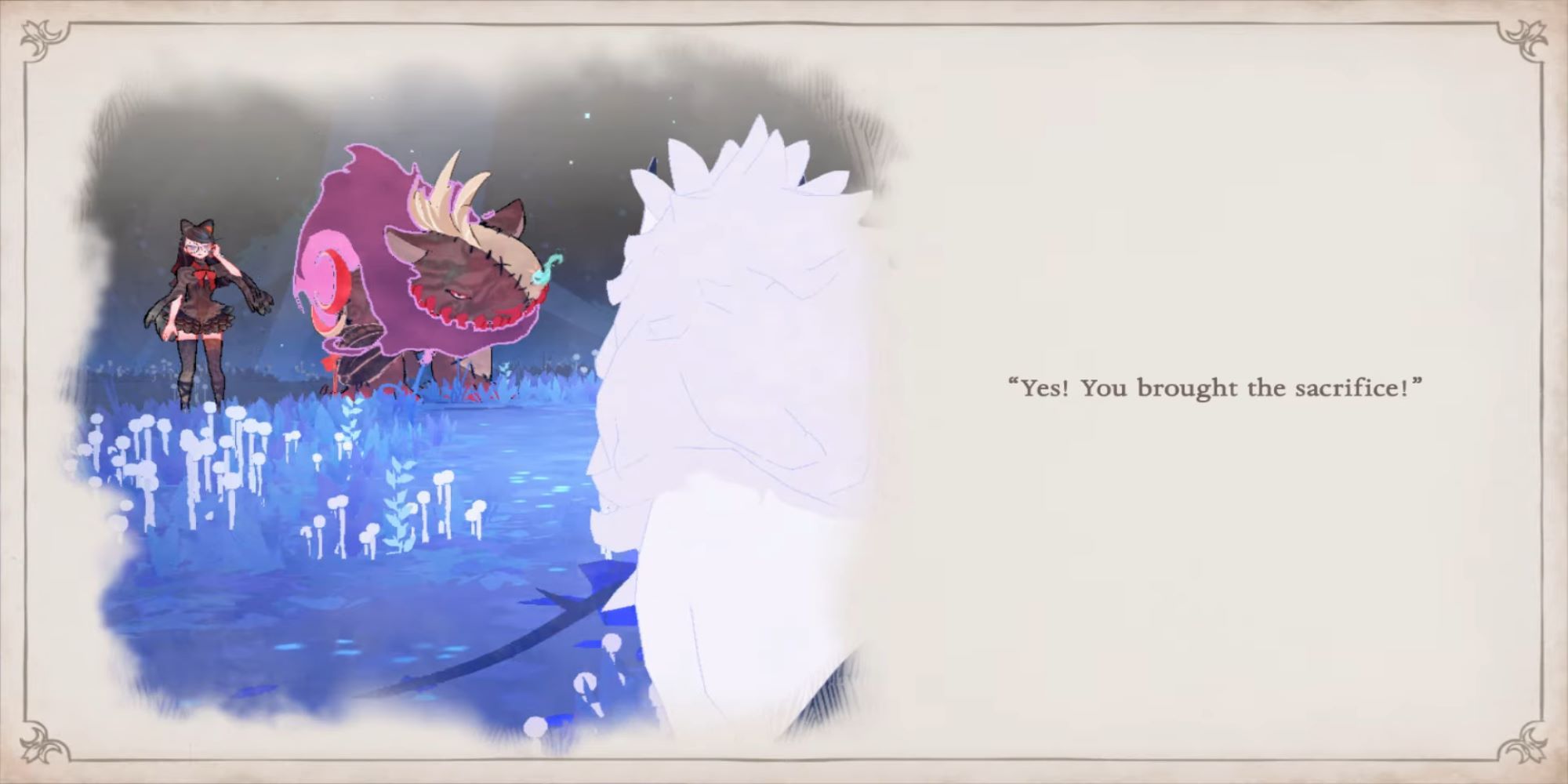 Lukaon in Wolf Form, Cereza, and Cheshire in Bayonetta Origins