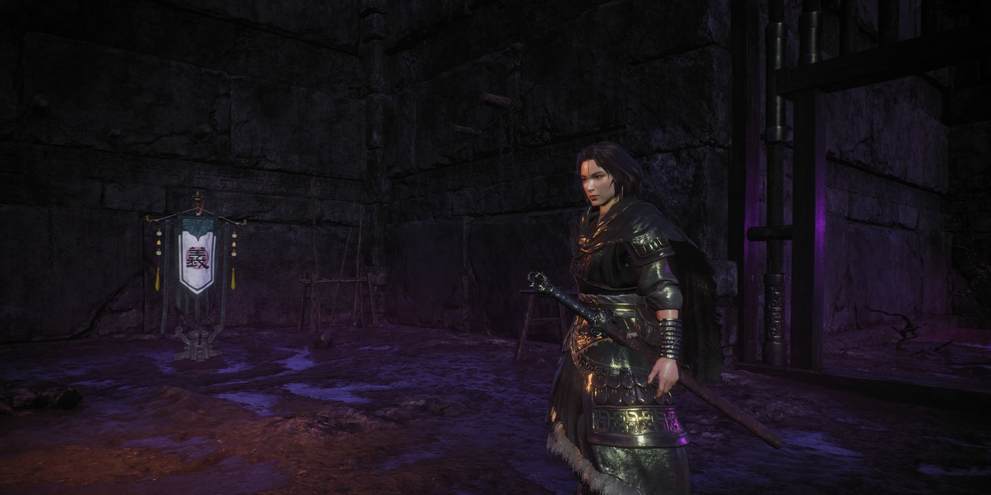 Wo Long: Fallen Dynasty - our character finds a marking flag inside a jail cell