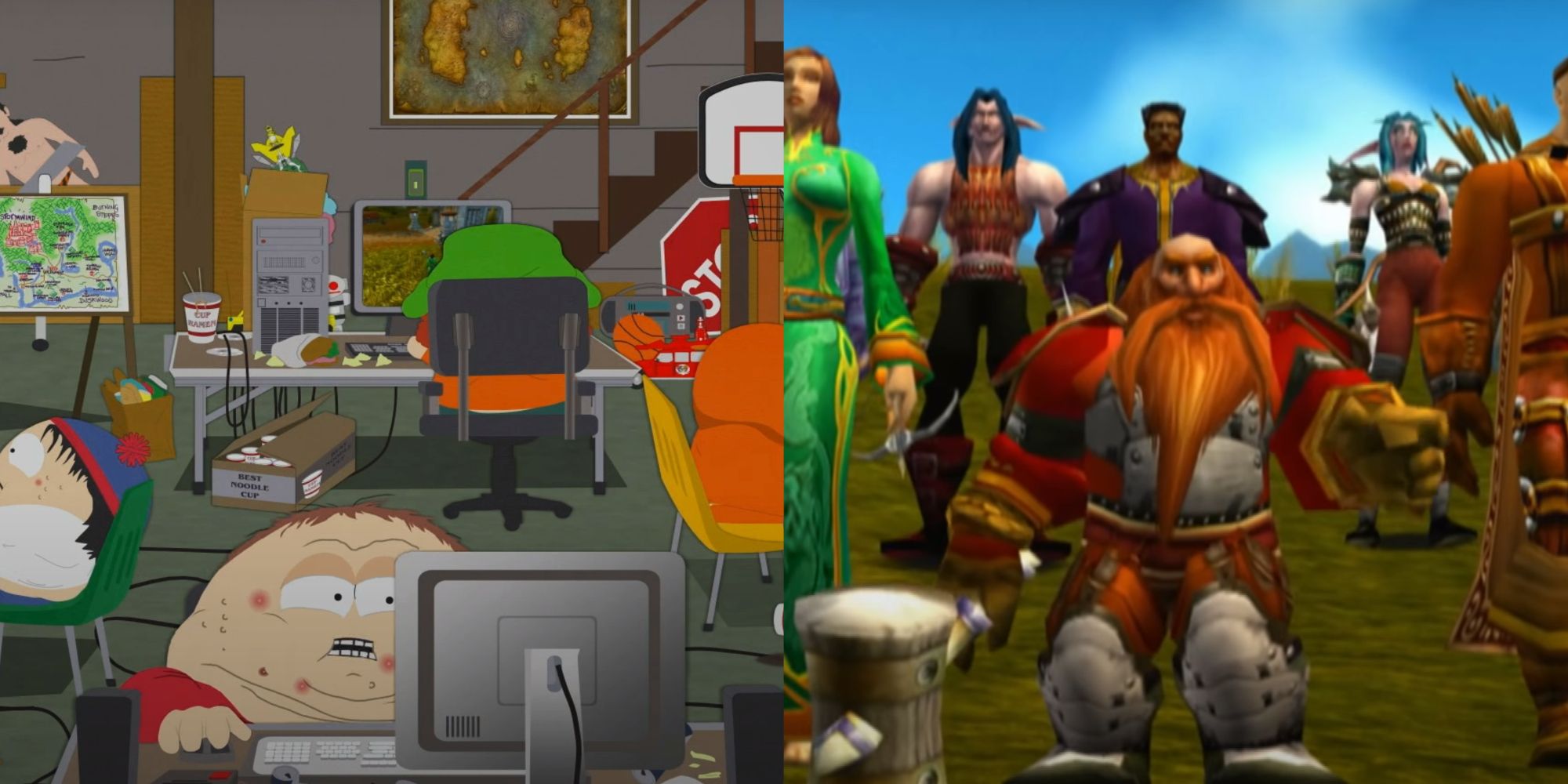 South Park Cartman, Kyle, Stan, and Kenny fight high-level player in vanilla WoW