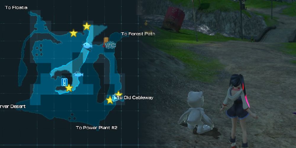 Area map on the left, and an area on the right, grassy and plain.