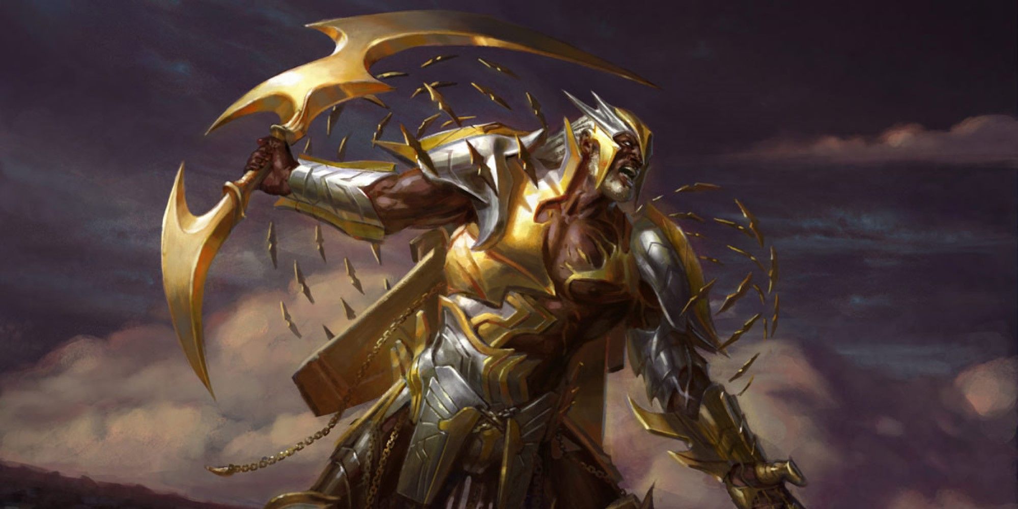 MTG A Mirran warrior in full armour wielding a glaive