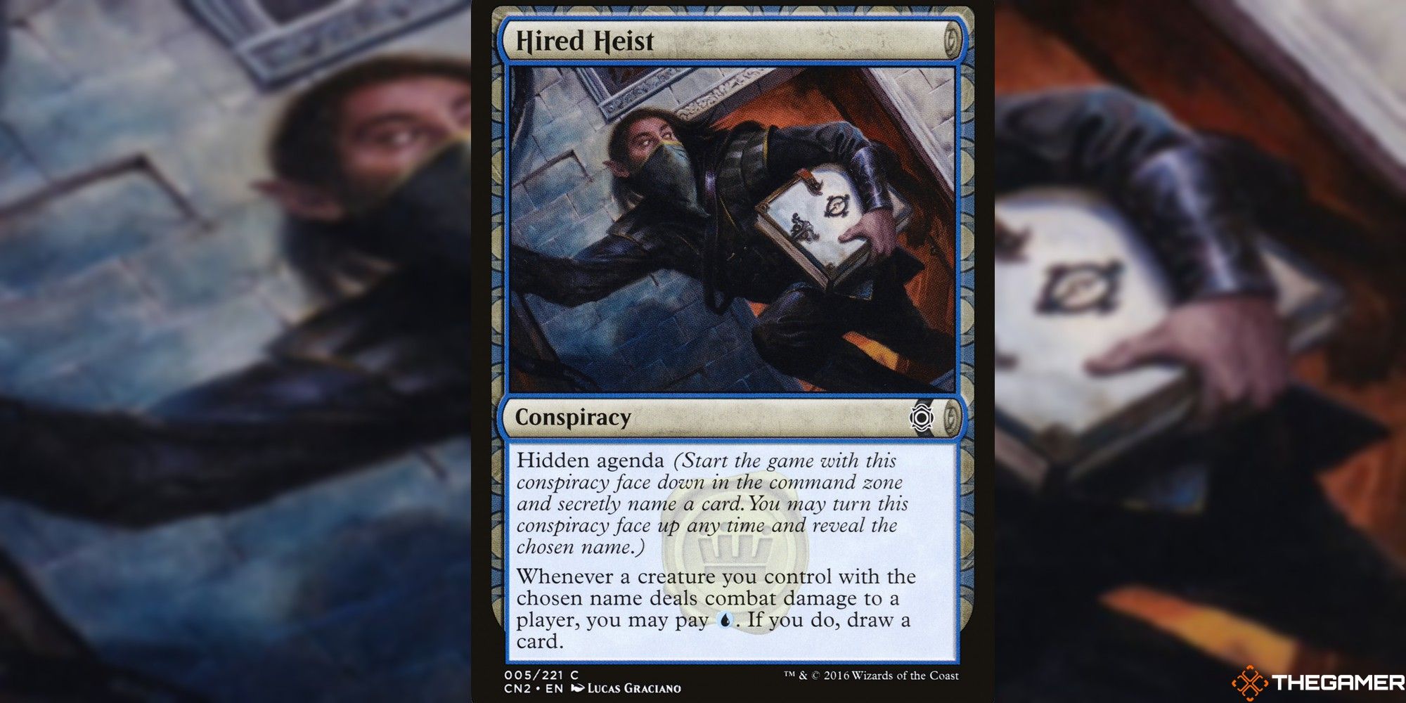MTG Hired Heist card and art background