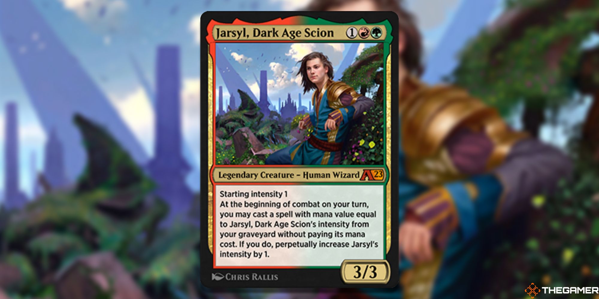 Image of the Jarsyl Dark Age Scion card in Magic: The Gathering, with art by Chris Rallis