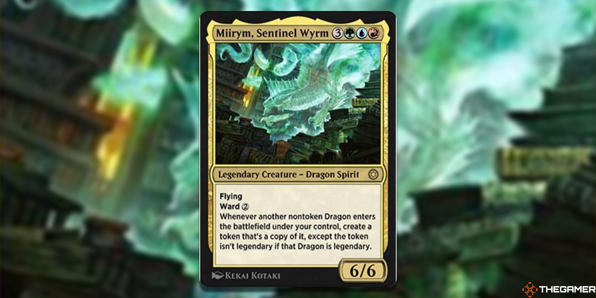 Image of the Miirym Sentinel Wyrm card in Magic: The Gathering, with art by Kekai Kotaki
