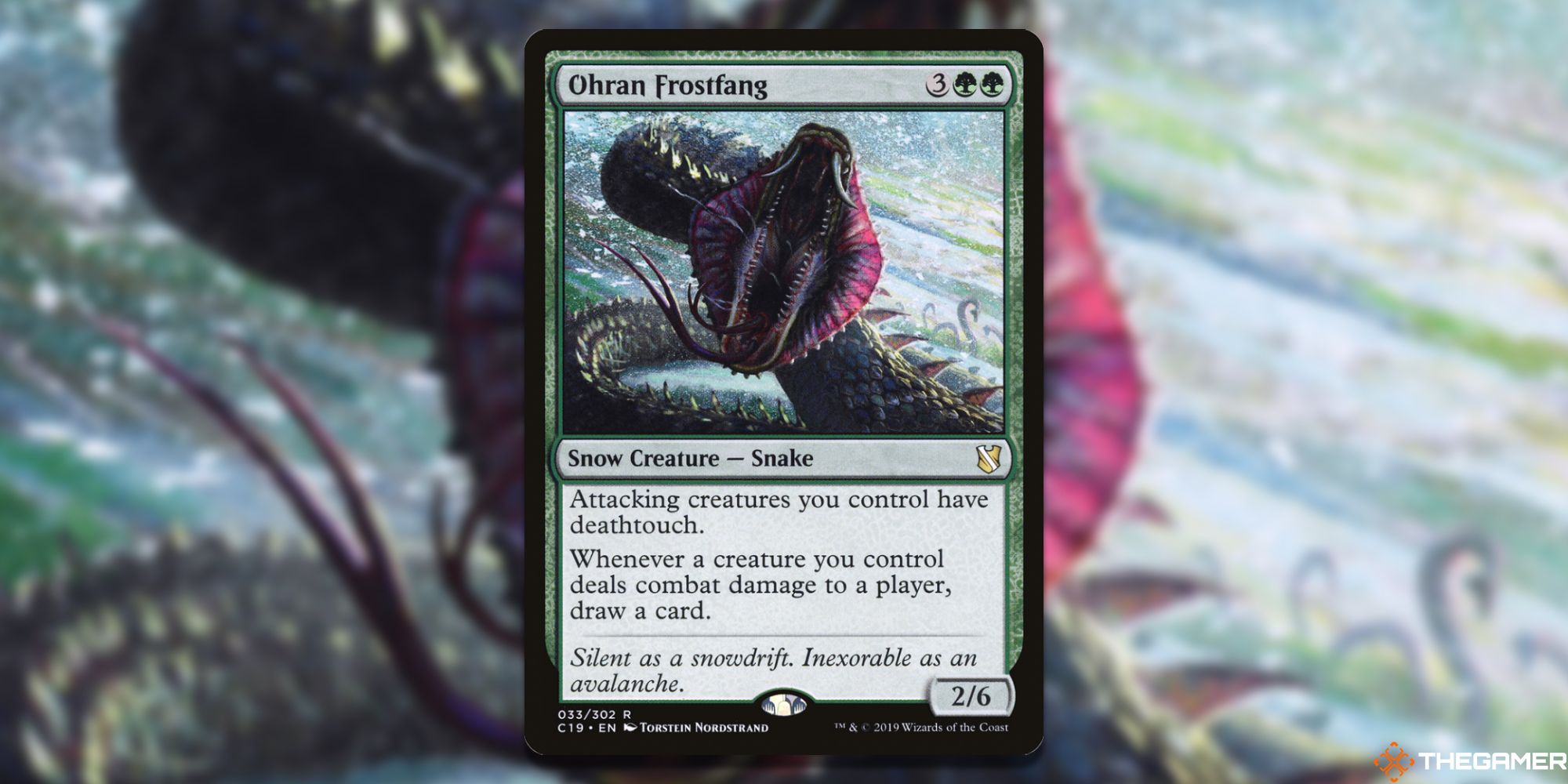 Image of the Ohran Frostfang card in Magic: The Gathering, with art Torstein Nordstrand