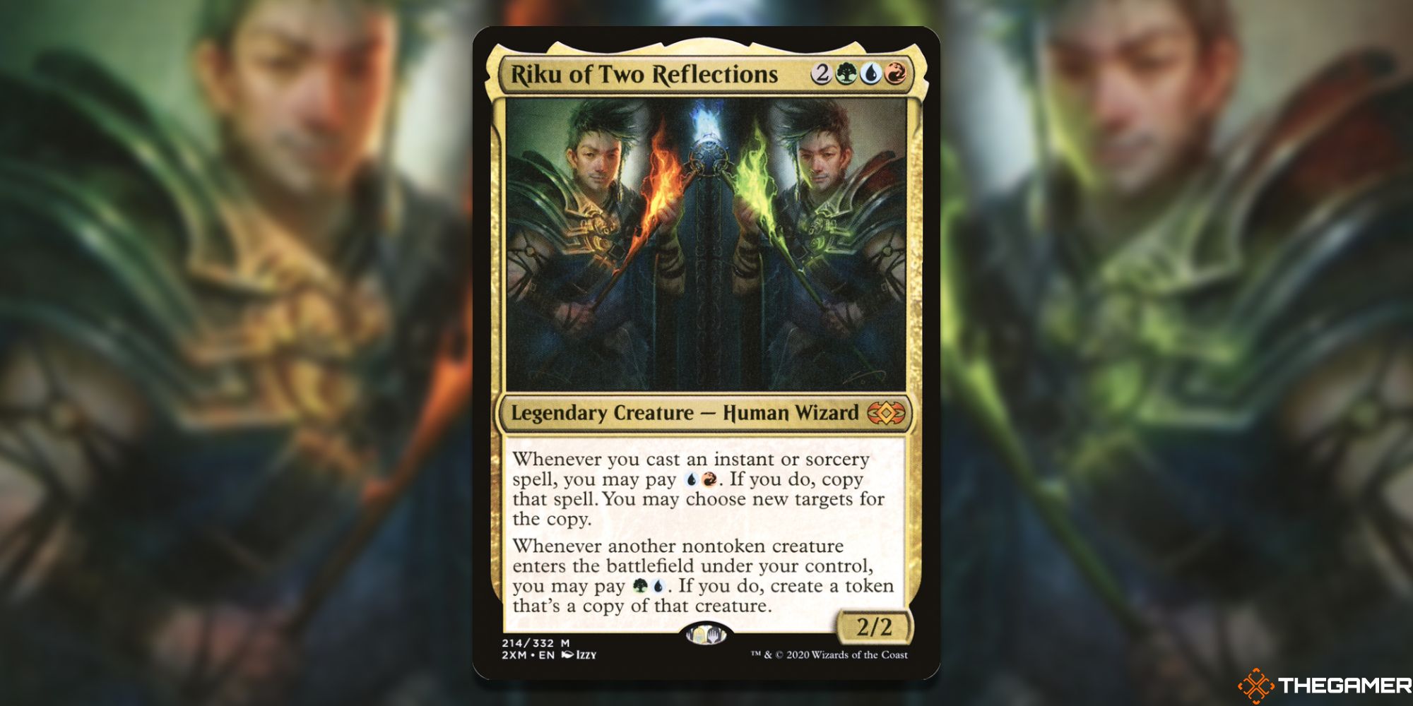 Image of the Riku of Two Reflections card in Magic: The Gathering, with art by Izzy