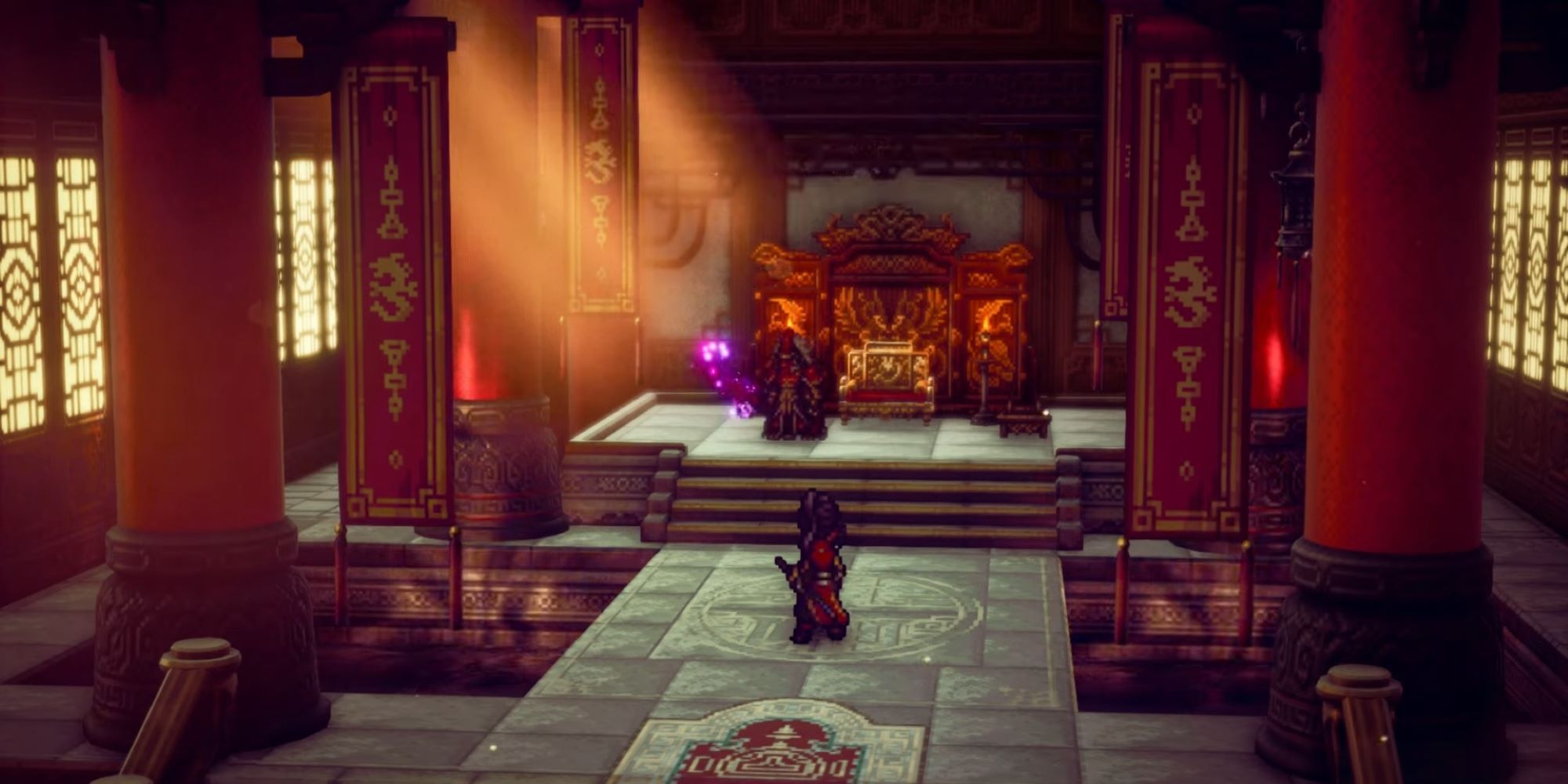Mugen and Hikari's final battle before the throne in Octopath Traveler 2
