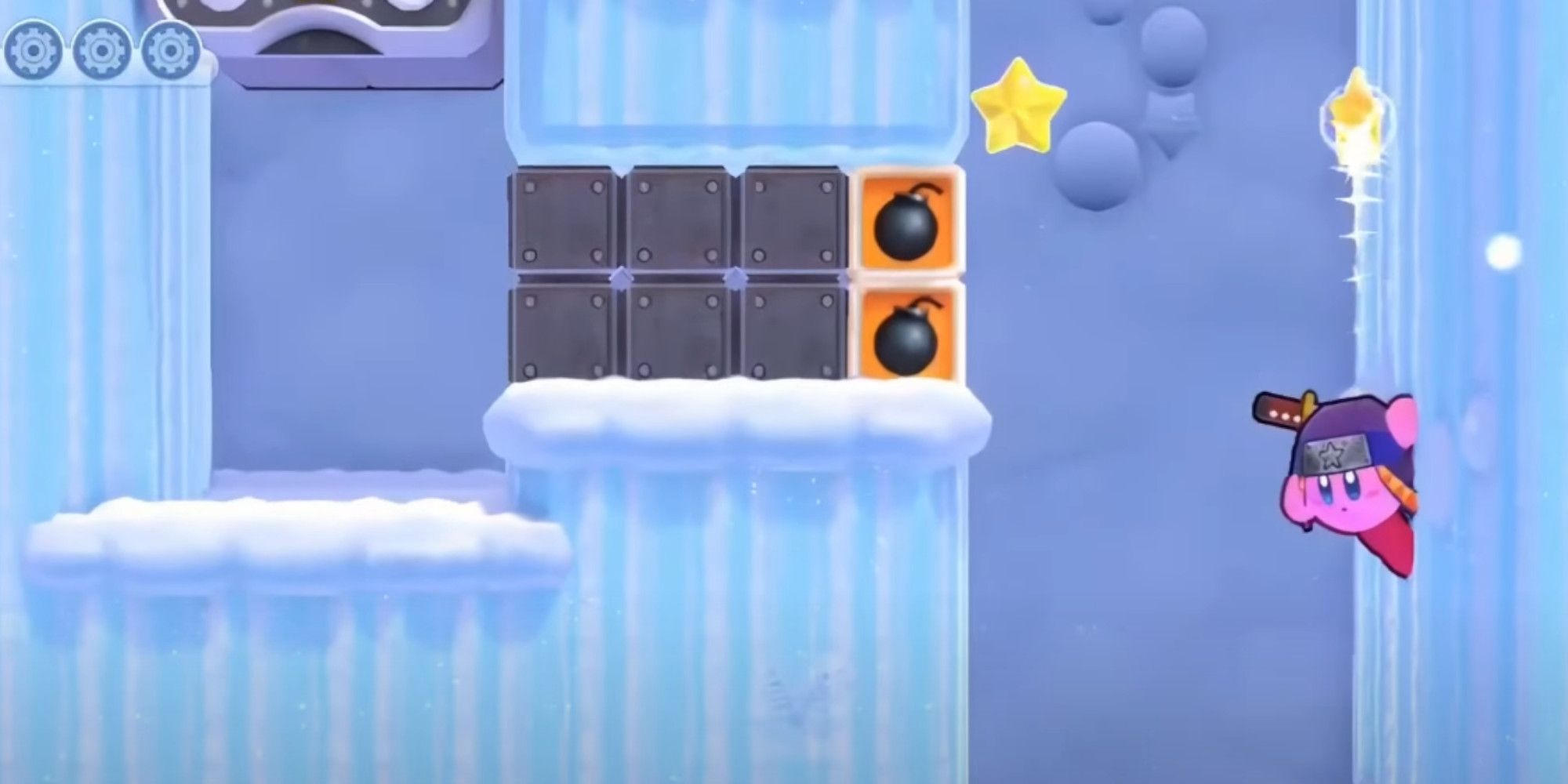 Ninja Kirby Clinging Onto A Wall
