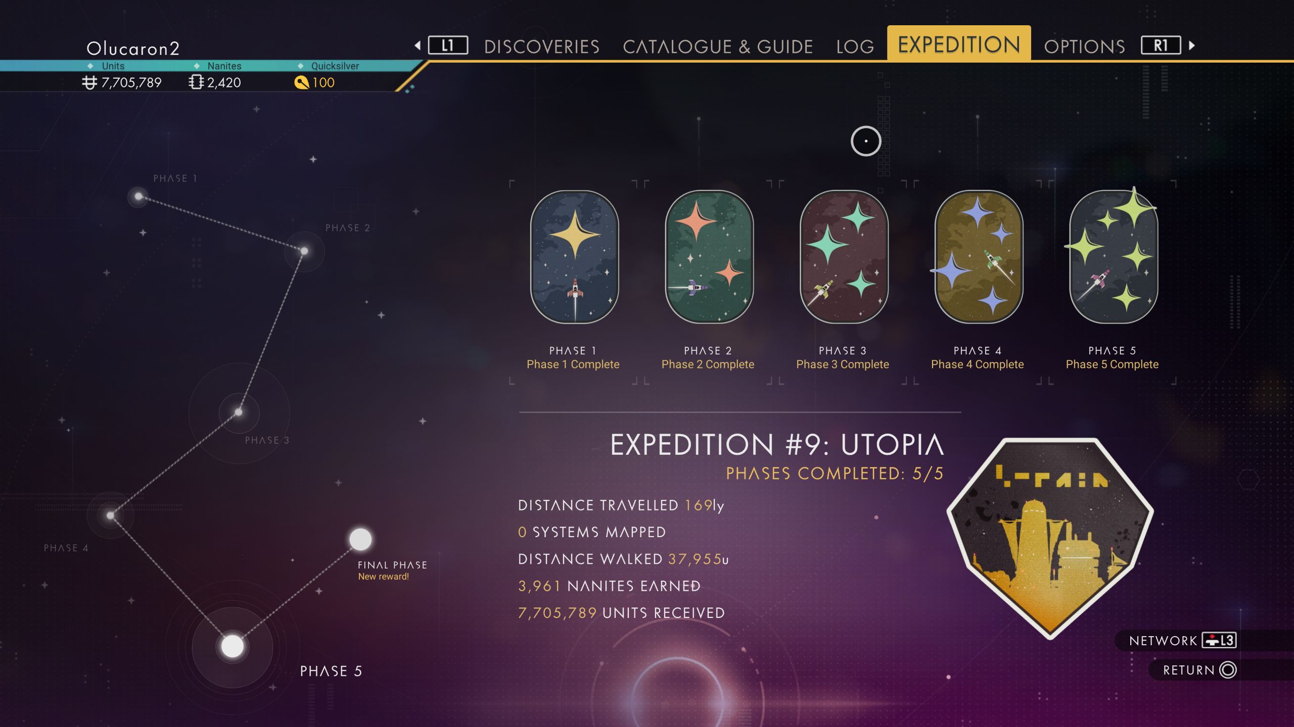 No Man's Sky Utopia Expedition Overview Screen
