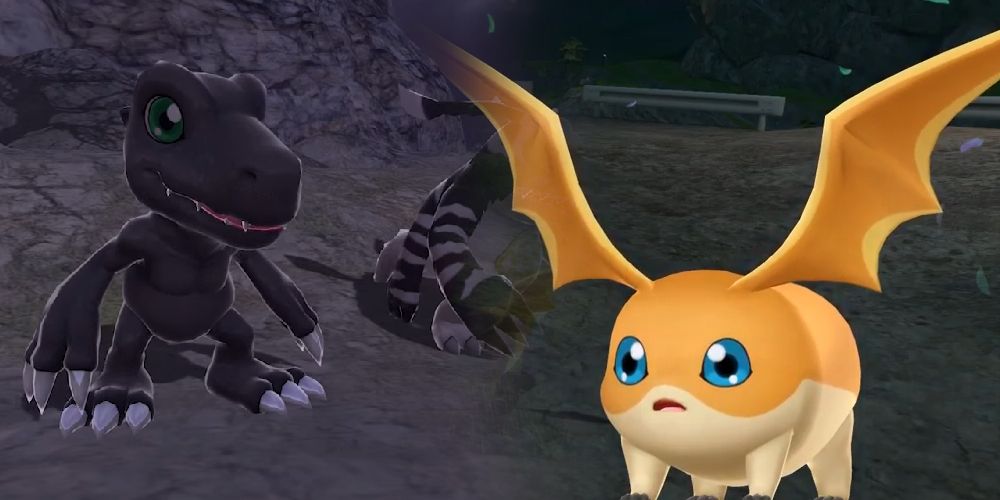 Black Agumon and first NPC you talk to in the overworld in Digimon World: Next Order
