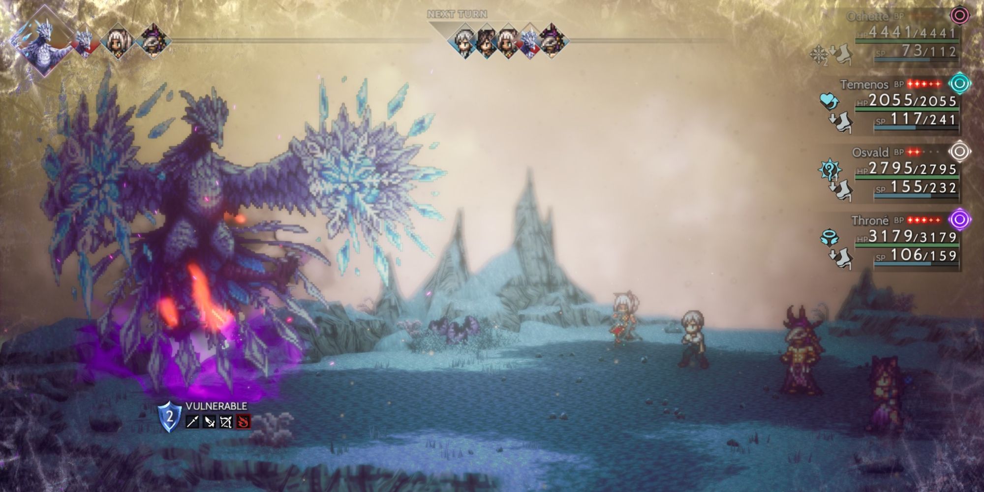 Octopath Traveler 2 - Glacis charging up her ultimate attack