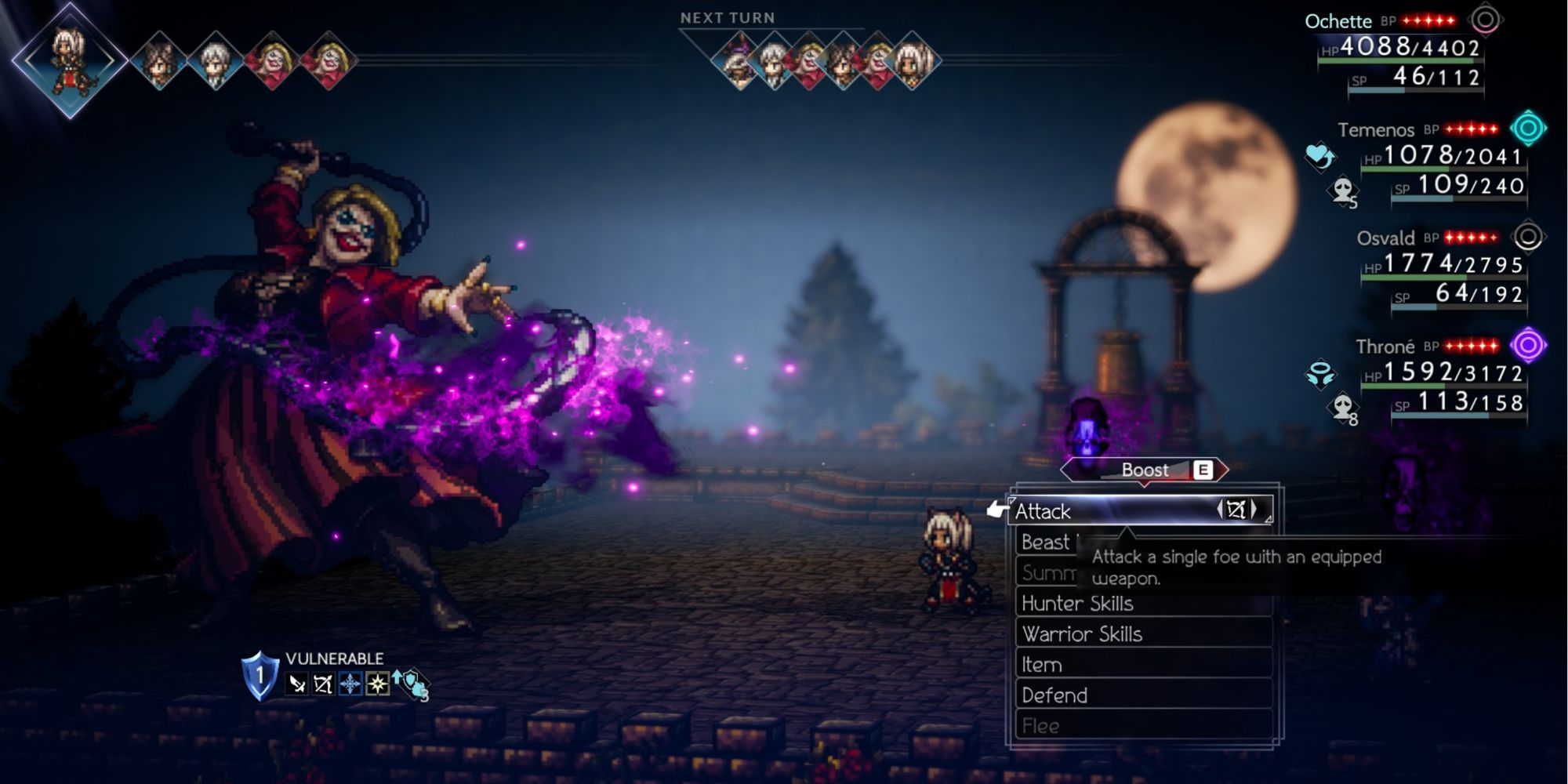 Octopath Traveler 2 - Mother Boss Fight phase two glowing whip
