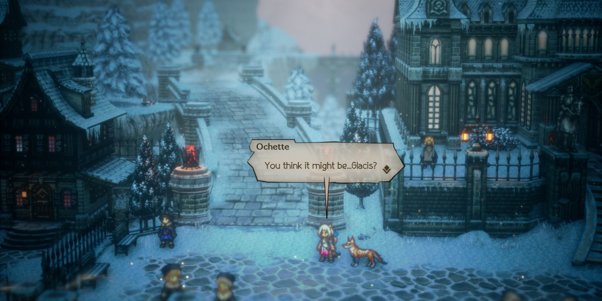 Octopath Traveler 2 - Ochette arriving in Stormhail