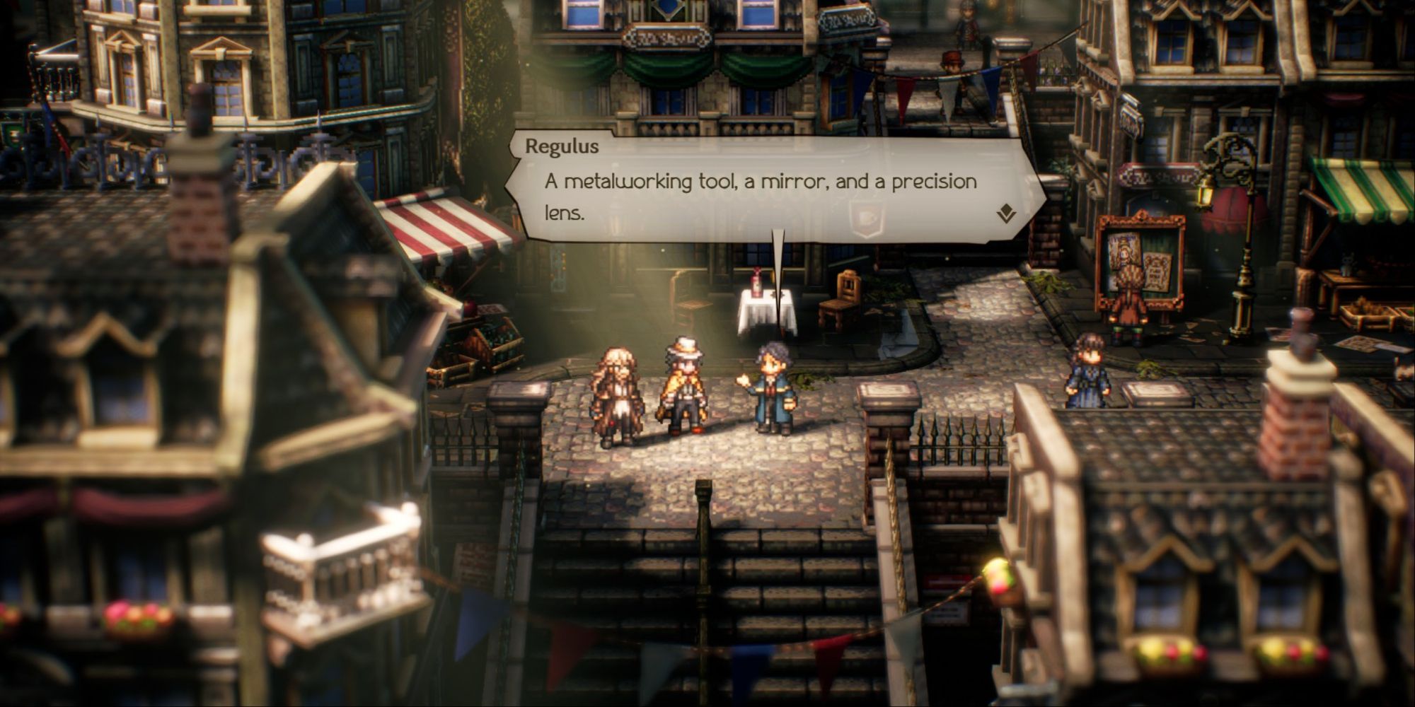 Octopath Traveler 2 - Regulus explaining the parts he needs