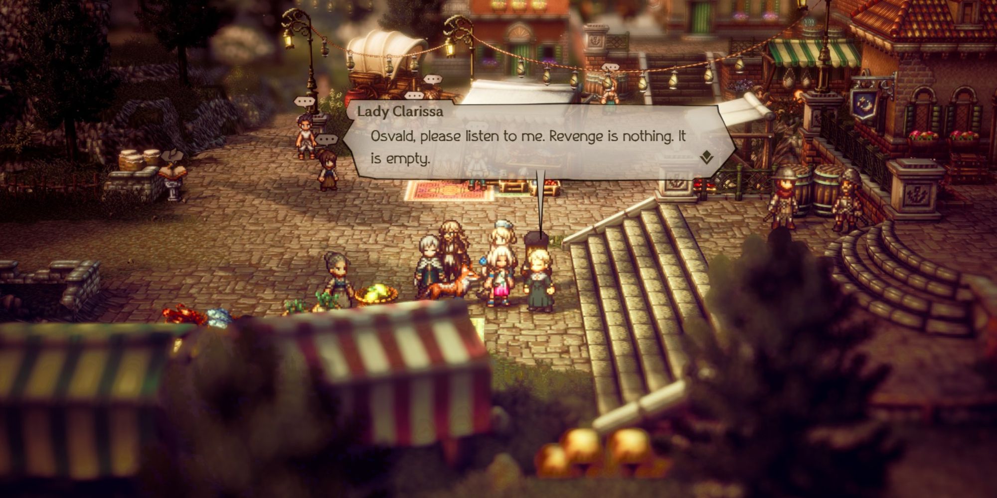 Octopath Traveler 2 - Talking to Lady Clarissa in Conning Creek