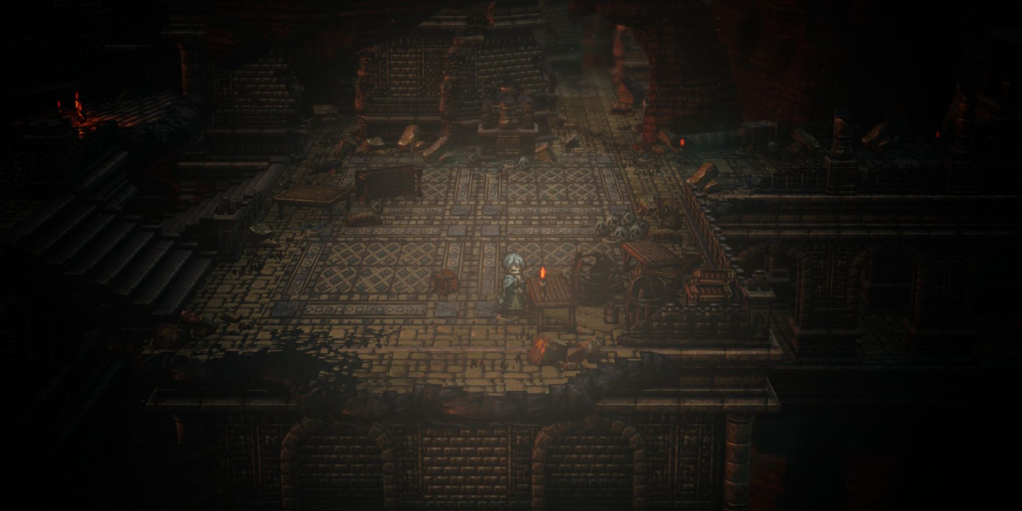 Octopath Traveler 2 - Temenos finding a notebook in the Fellsun Ruins