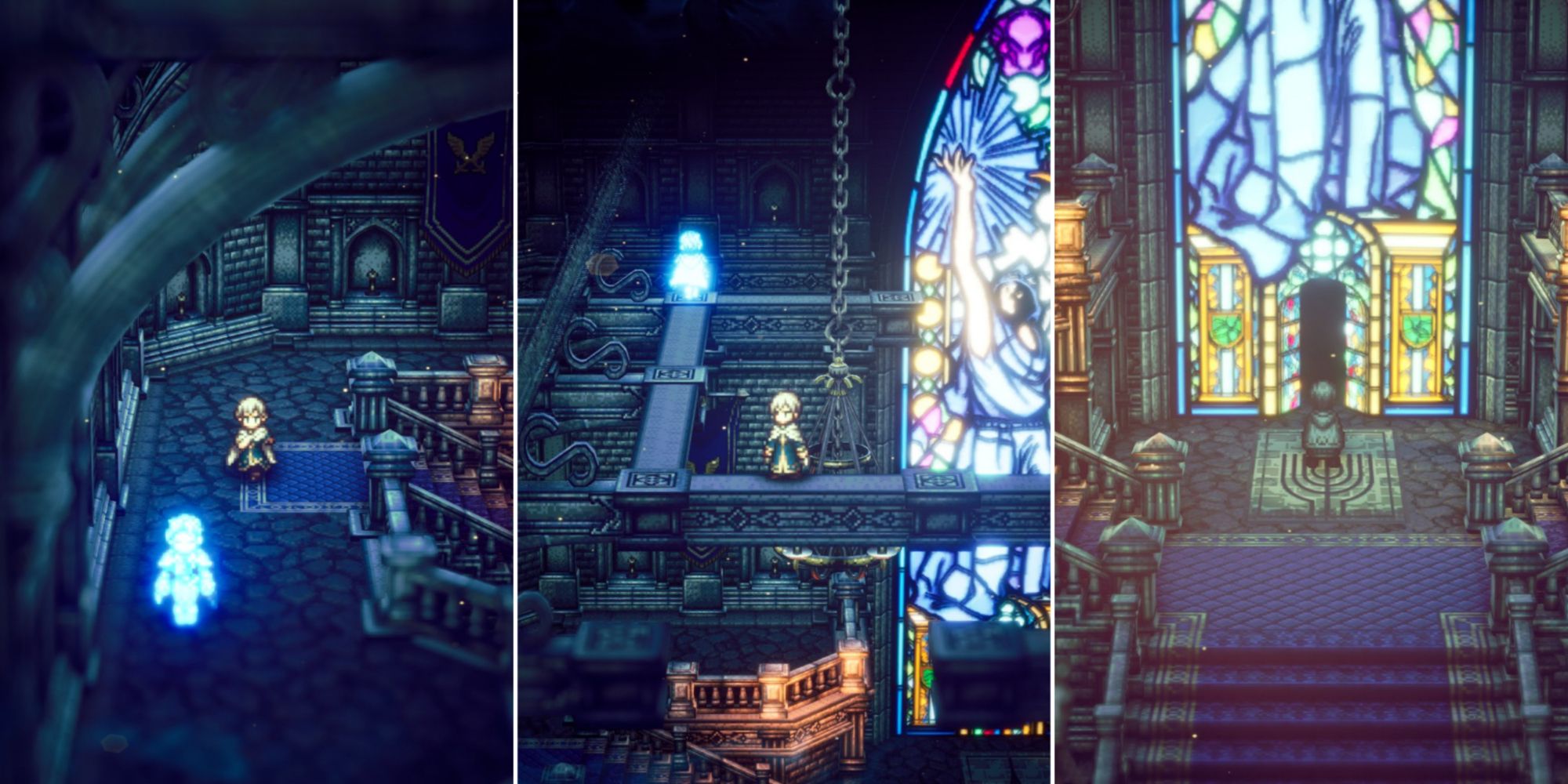 Octopath Traveler 2 - Temenos following Crick in the Sacred Guard Headquarters