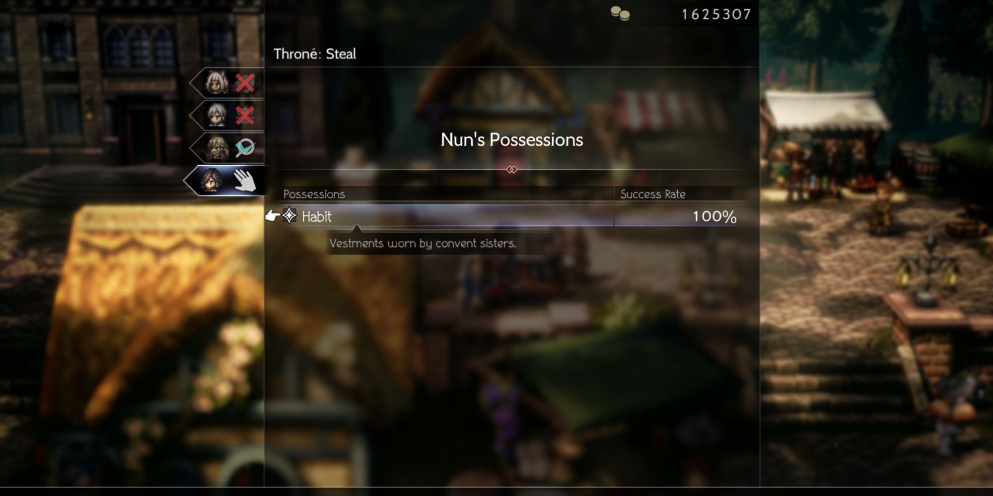 Octopath Traveler 2 - Throne stealing a nun's habit