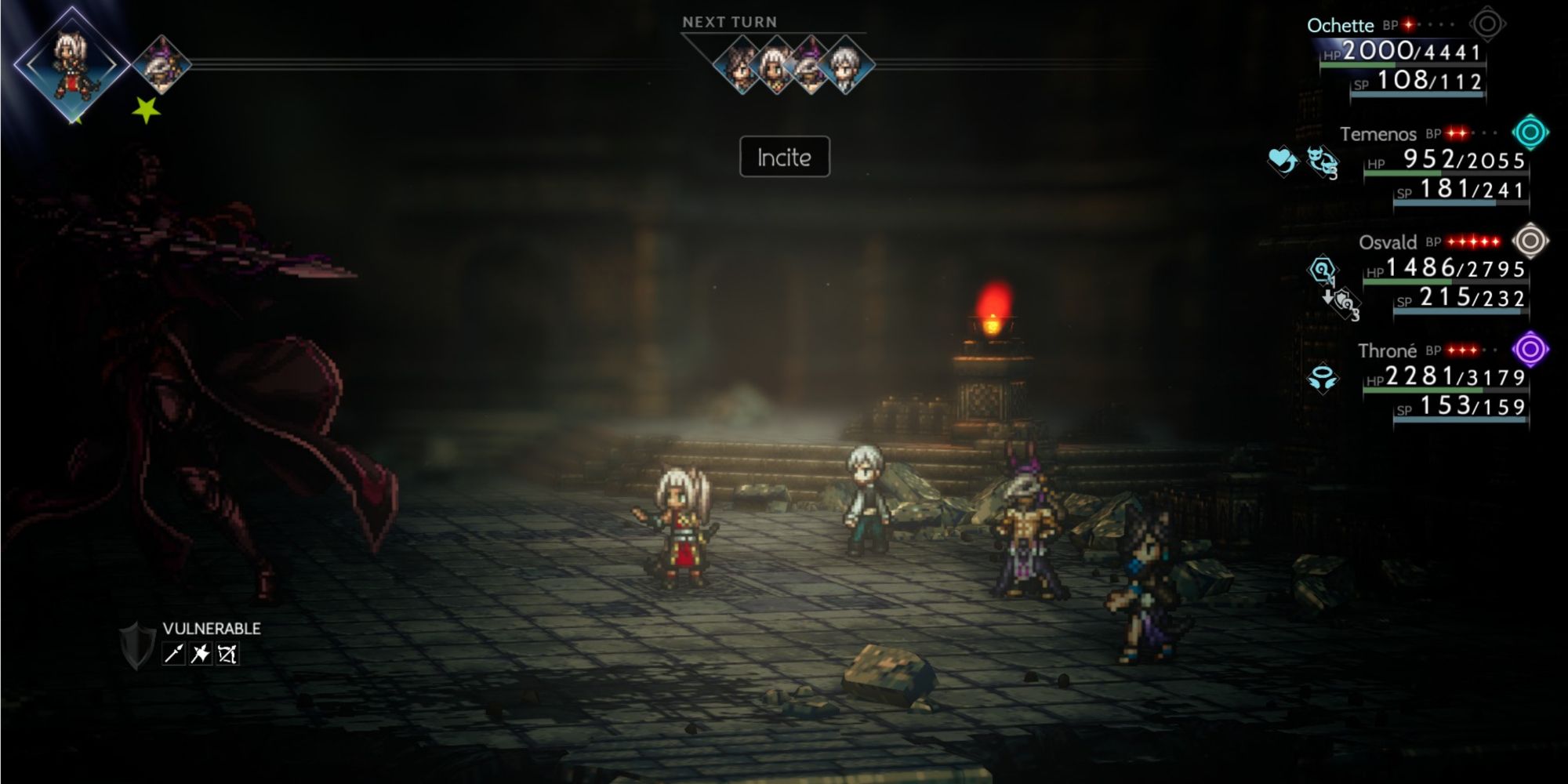 Octopath Traveler 2 - Using Incite against Cubayri