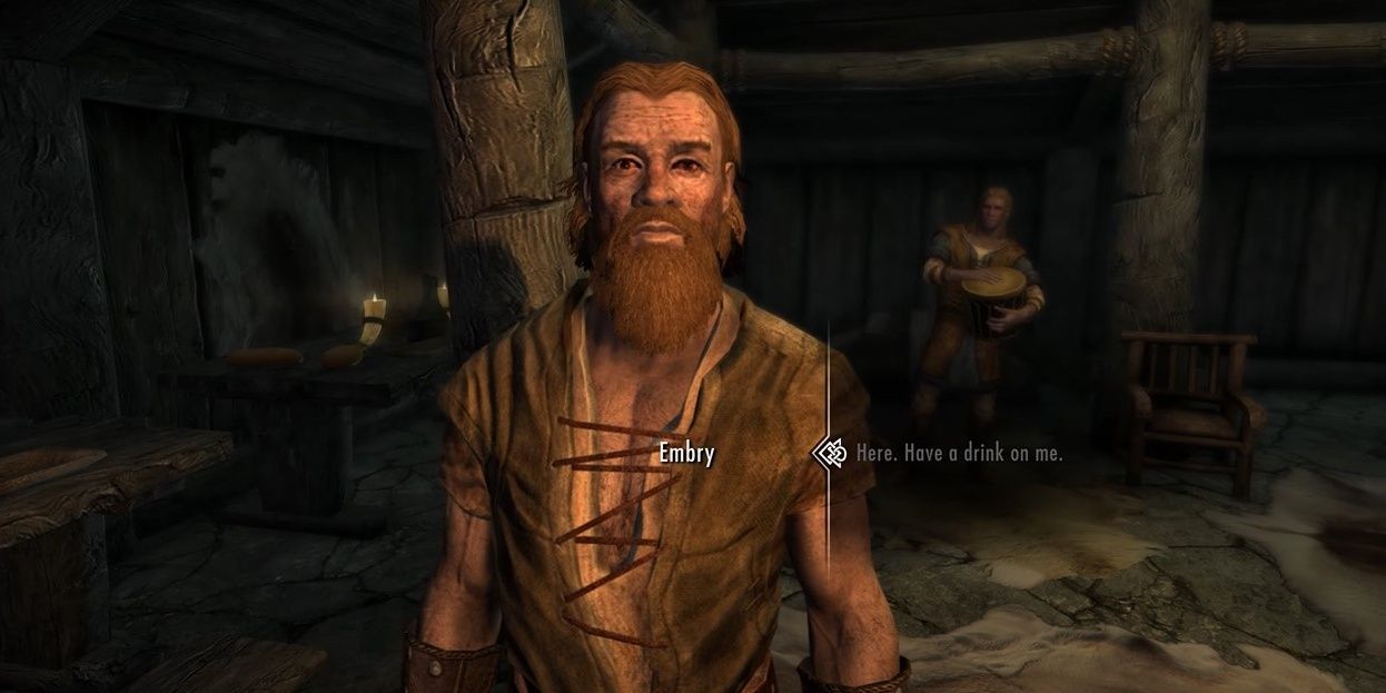 Offering Embry a Drink in The Elder Scrolls 5: Skyrim