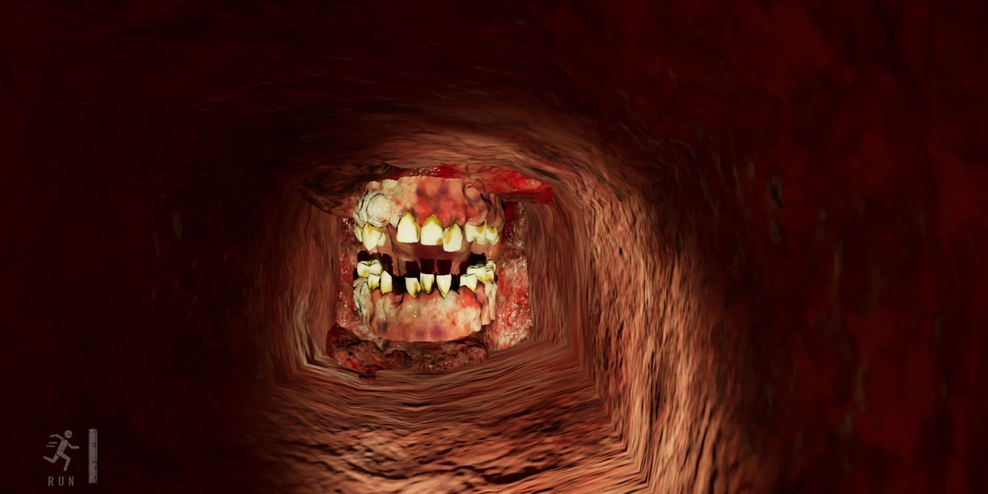 one leaves tunnel with mouth at the end