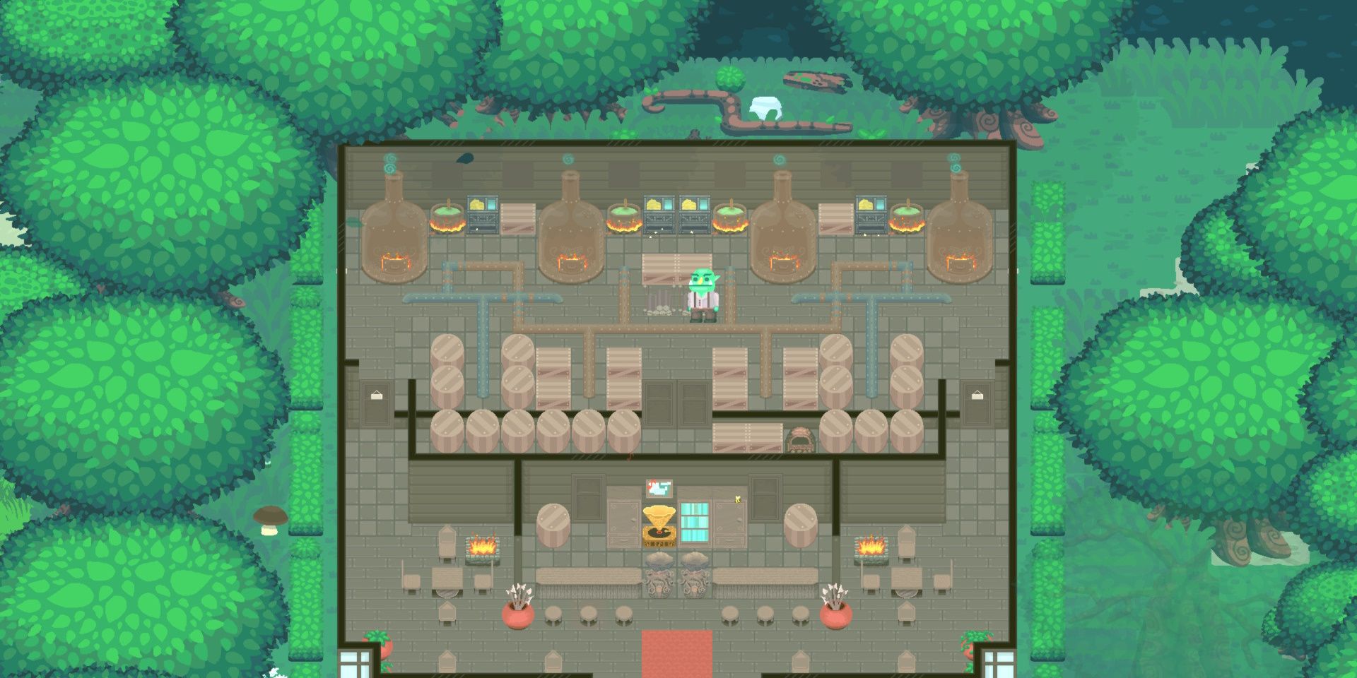 Orc bartender overlooking his tavern in Orcish Inn