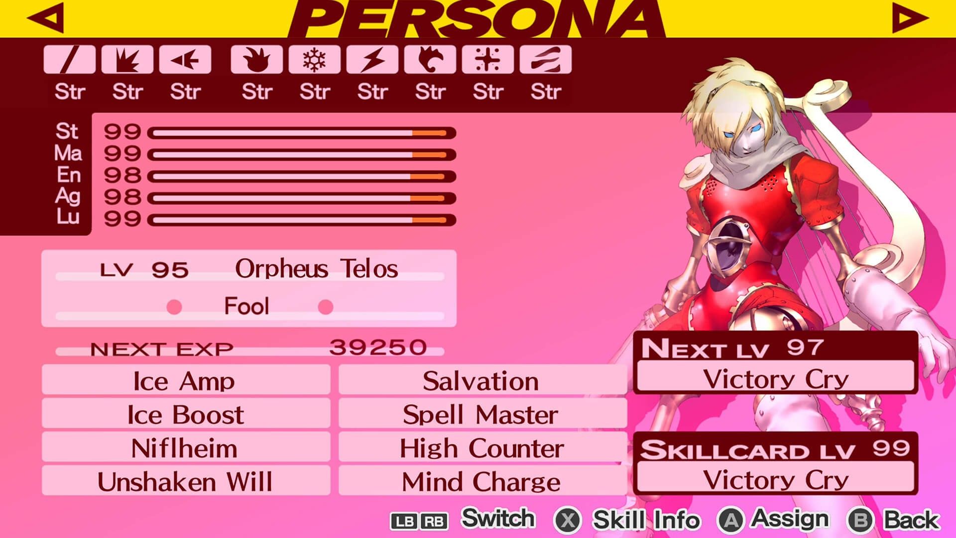 orpheus telos' compendium screen in persona 3 portable