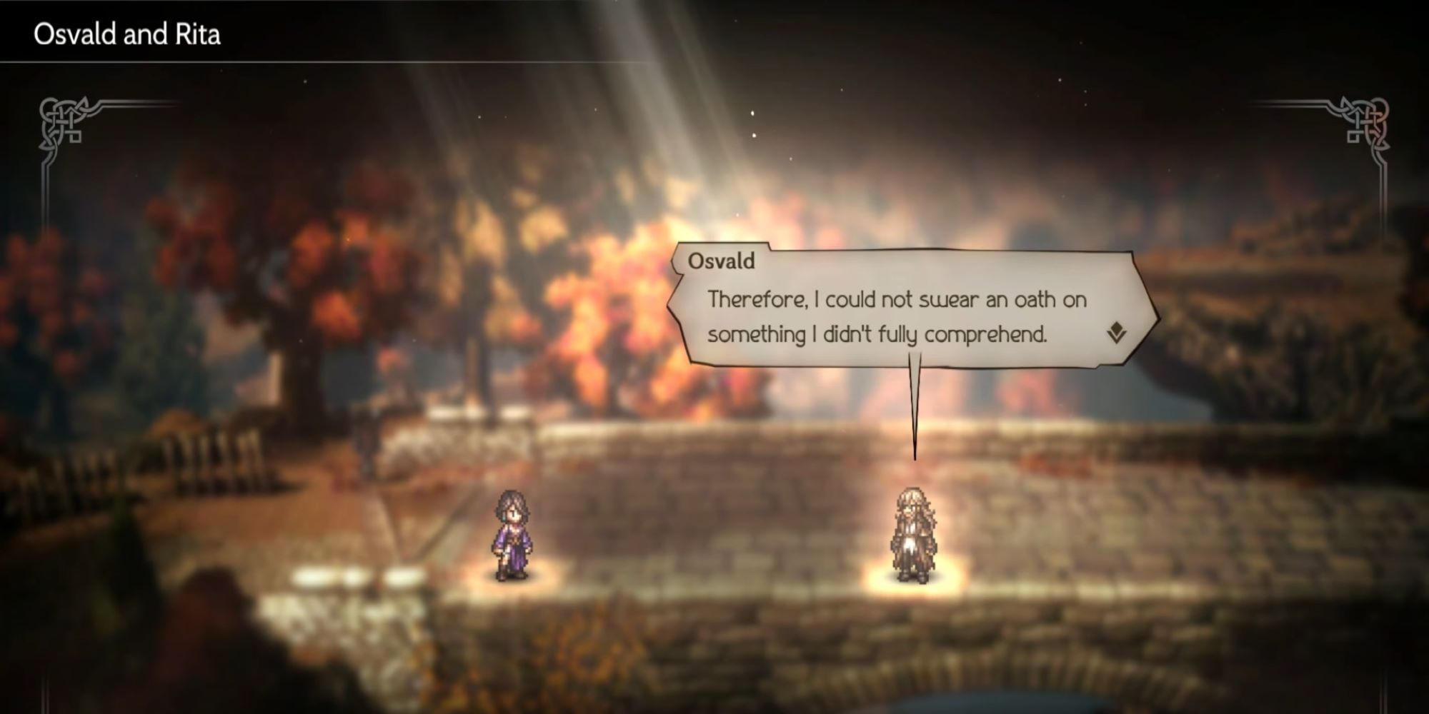 Osvald and his inability to comprehend love in Octopath Traveler 2