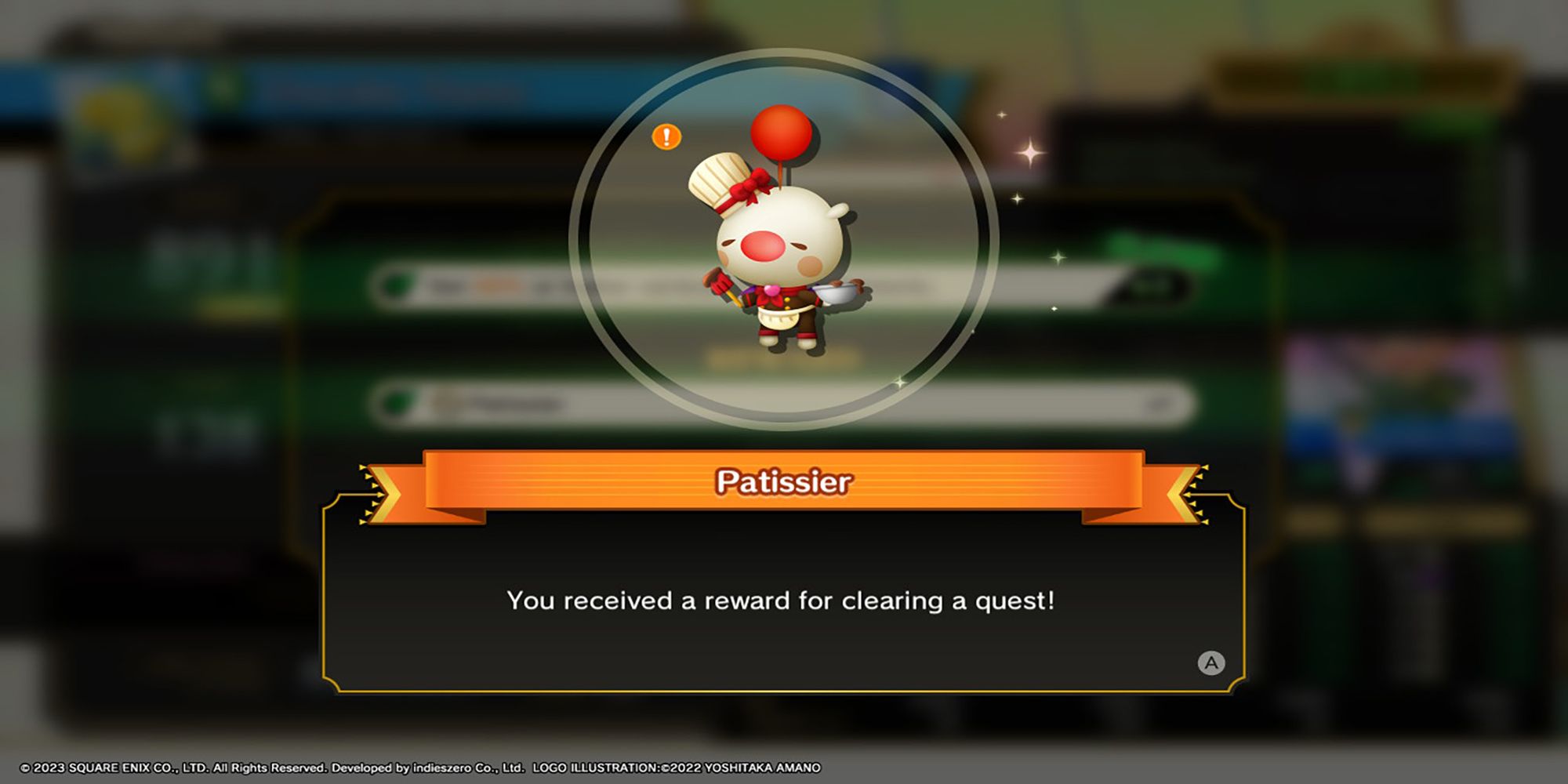 A moogle donning a chef's hat and apron while holding a bowl and spatula in Theatrhythm: Final Bar Line.