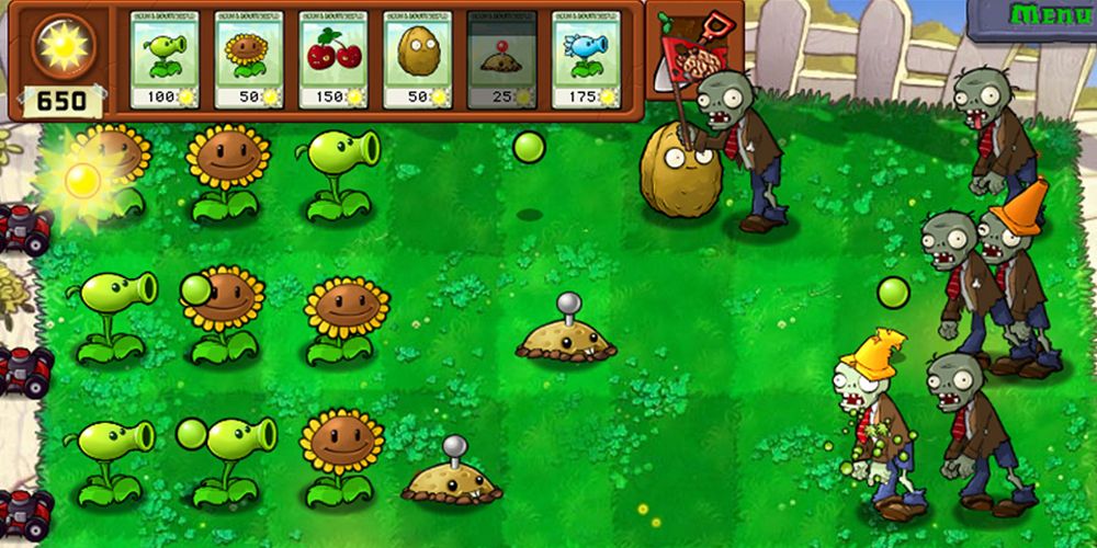 plants fighting zombies in plants vs zombies-1