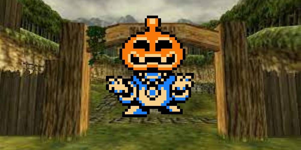 Pumkin Head looming forward in the Oracle of Ages Zelda video game