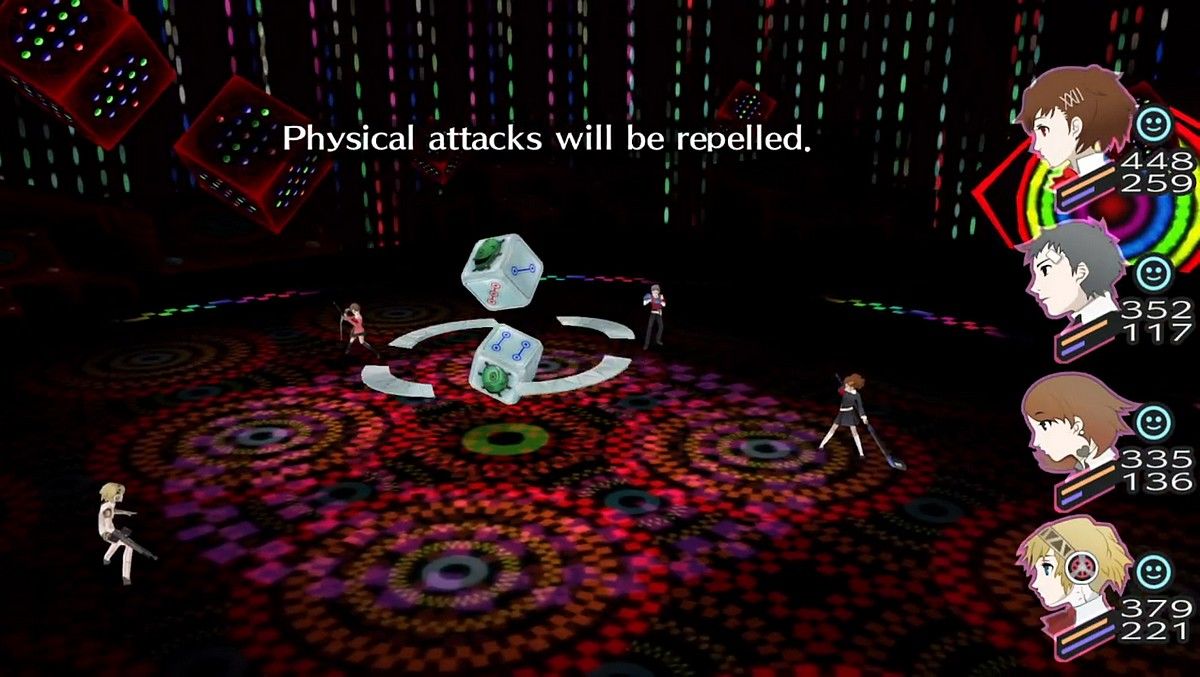 reckoning dice putting up tetrakarn during the fight in harabah during persona 3 portable