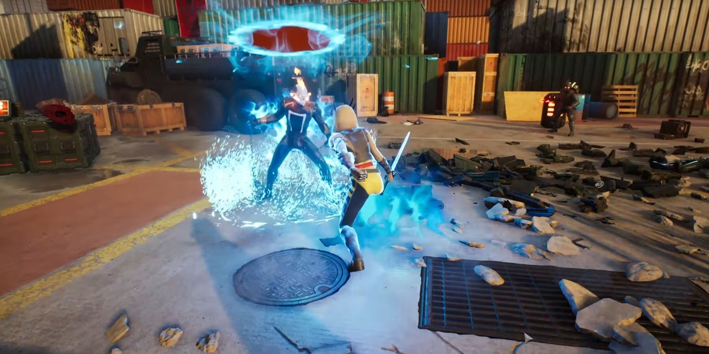 Magik summons her teammate, the flaming-skulled Ghost Rider