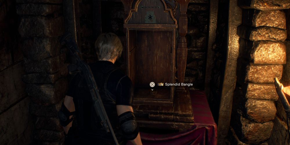 leon kennedy finds a splendid bangle in a wayshrine in resident evil 4 remake