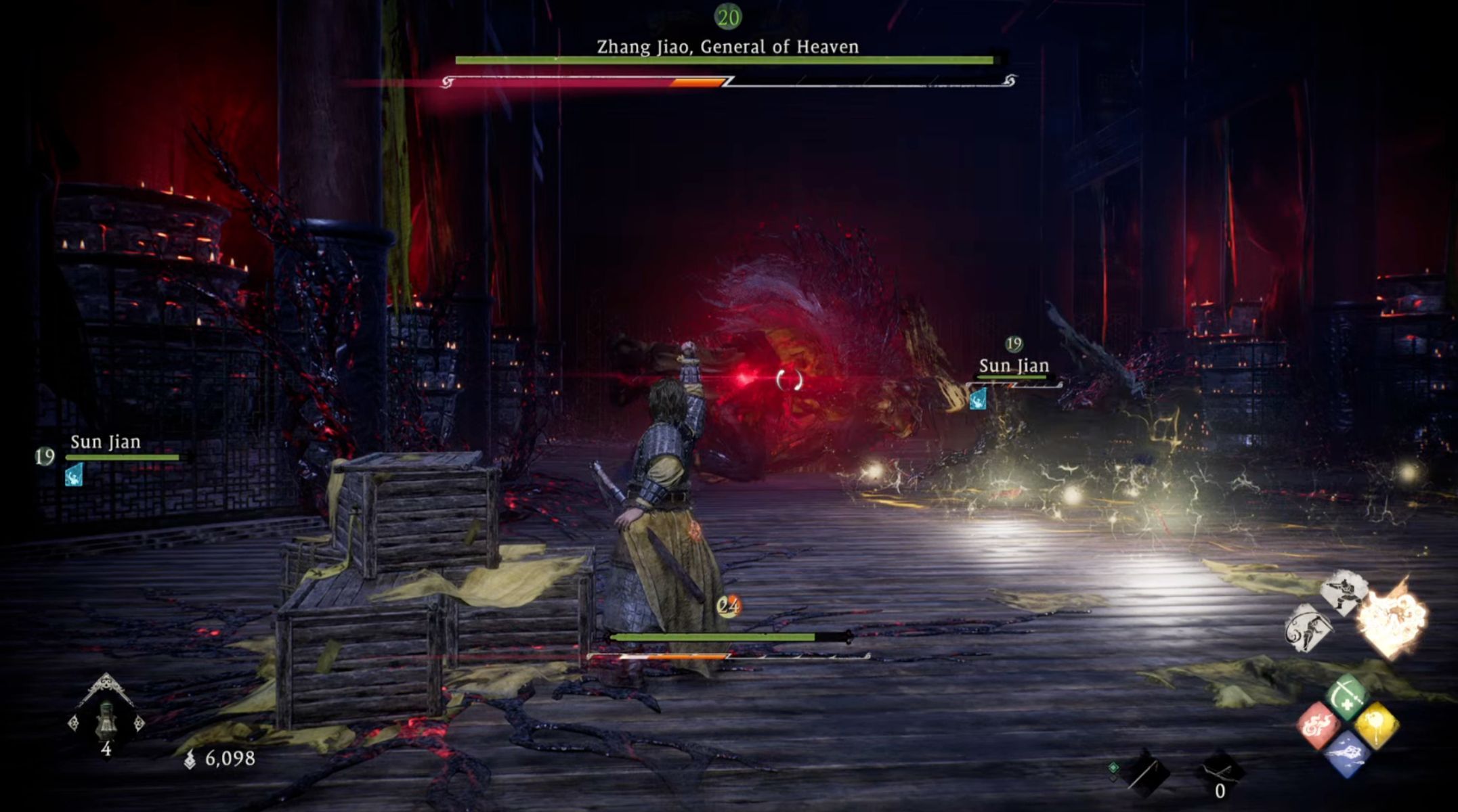 Wo Long: Fallen Dynasty - Zhang Jiao uses a critical strike on Sun Jian