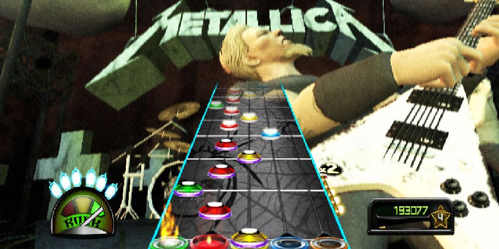 screenshot of notes being played in guitar hero metallica
