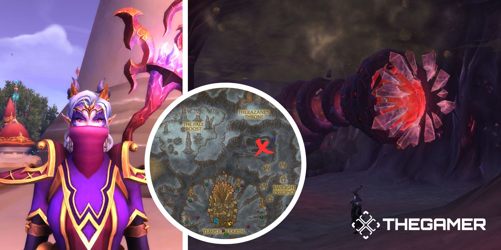 Dracthyr Evoker Wearing a Shadoweave Mask And A Colossal Gyreworm