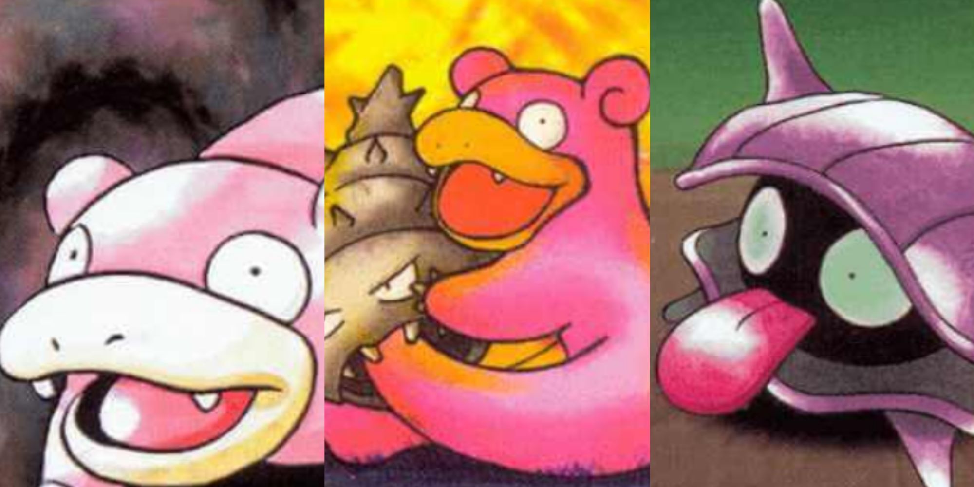 slowpoke, shellder, and slowbro pokemon card art