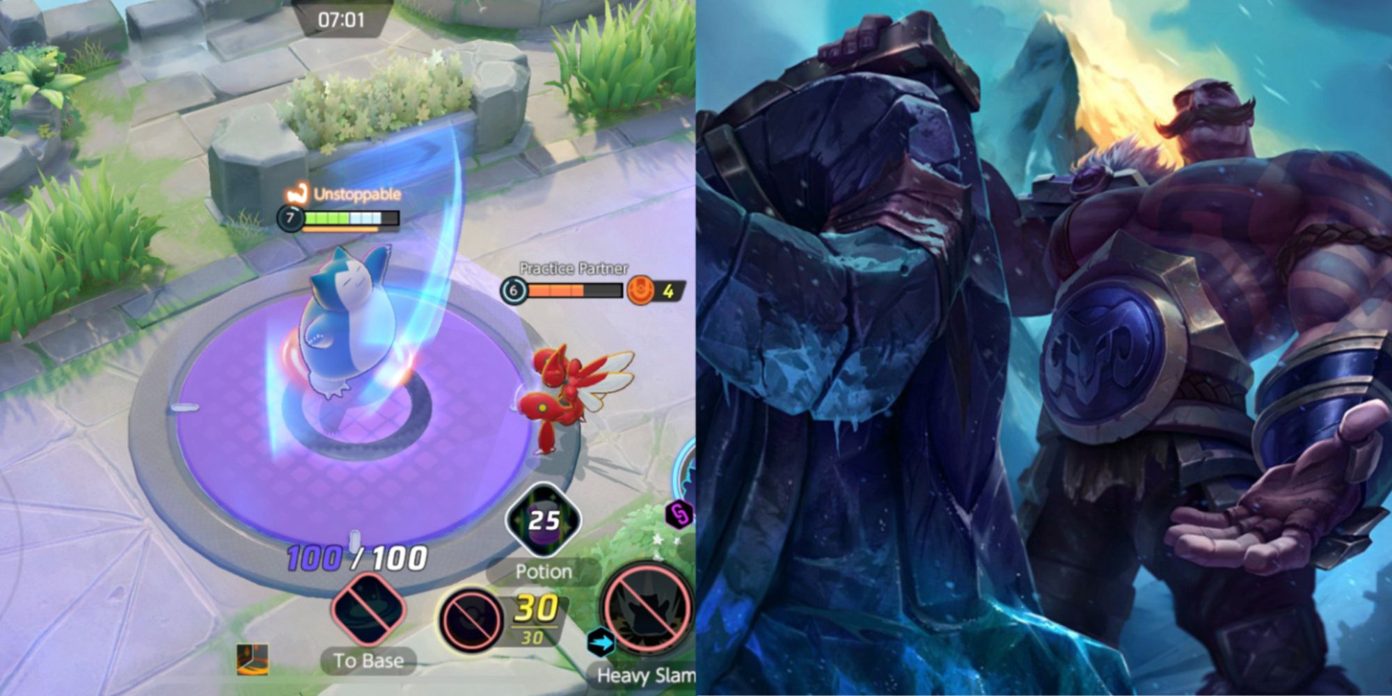 Two massive guardians blocking damage