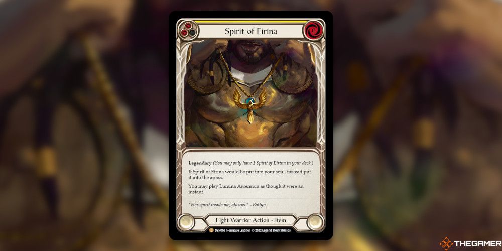 Spirit Of Eirina Card in front of blurred card art