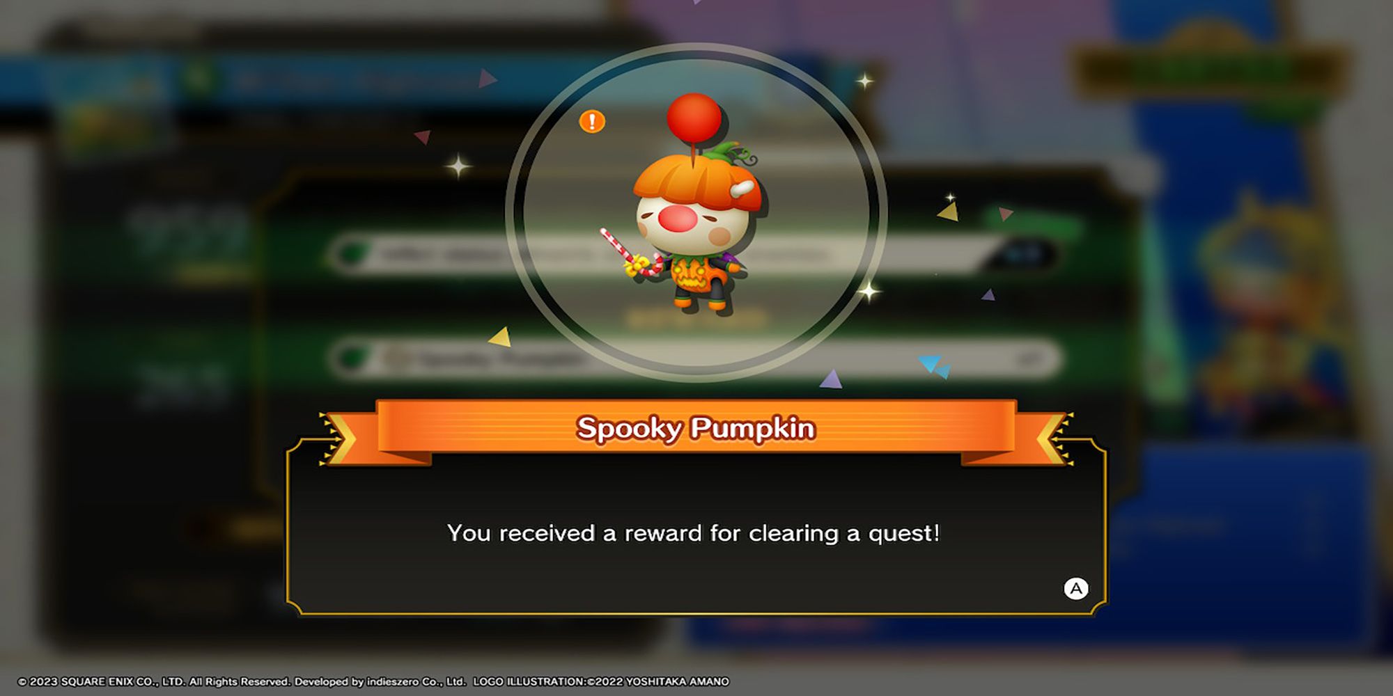 A moogle dressed in an adorable pumpkin costume in Theatrhythm: Final Bar Line.