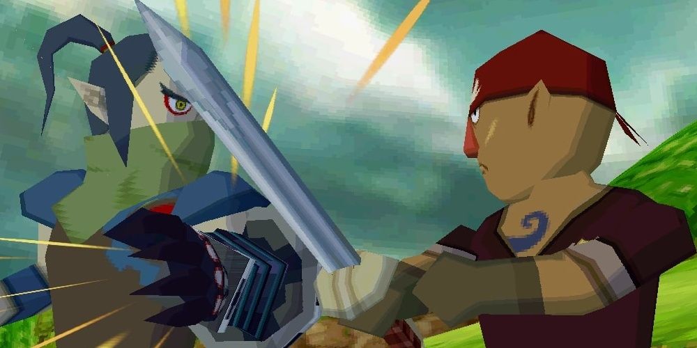 Byrne and Alfonzo clashing weapons in The Legend of Zelda Spirit Tracks the video game