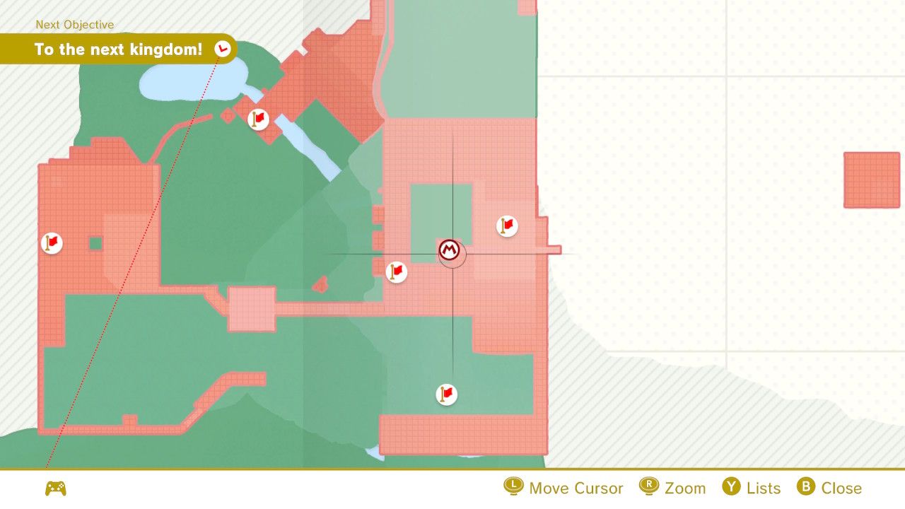 The map location of some purple coins in Super Mario Odyssey.